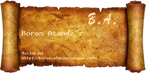 Boros Atanáz névjegykártya